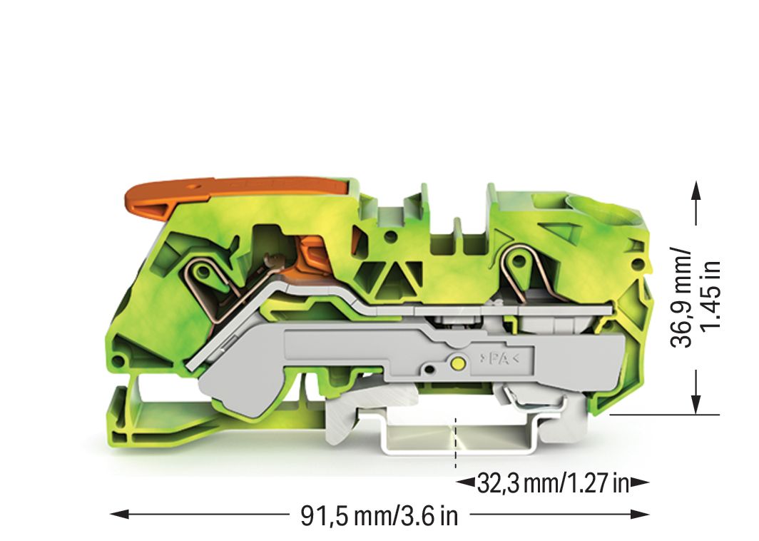 Schutzleiter-Reihenklemme 0,5-16qmm gn/ge 1Etage Hutschiene TH35