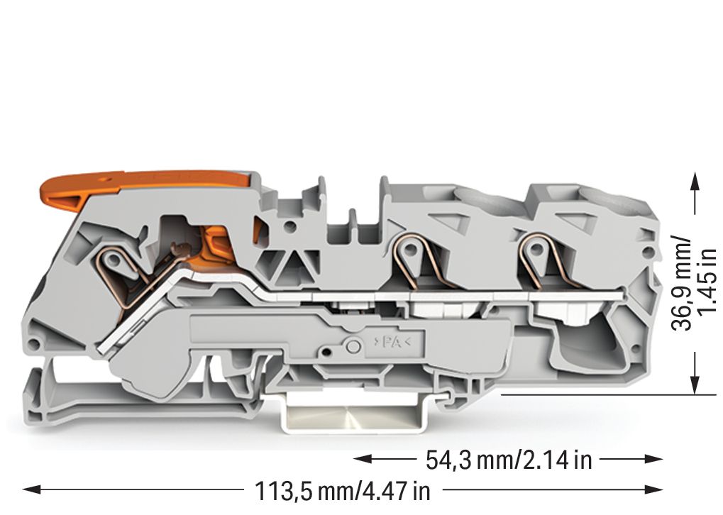 Reihenklemme 0,5-16qmm 1Etage 3kl gr 76A TS35 Hutschiene TH35