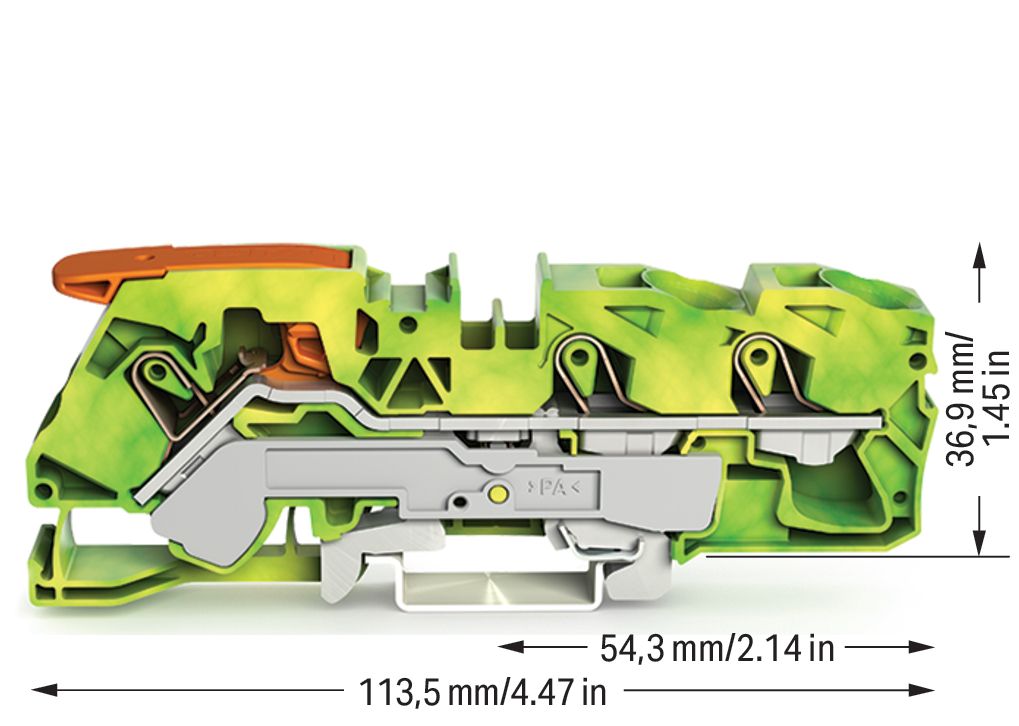 Schutzleiter-Reihenklemme 0,5-16qmm gn/ge 1Etage Hutschiene TH35
