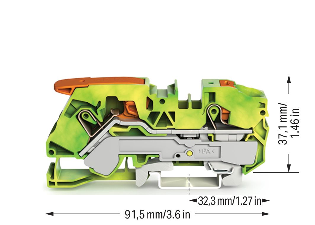 Schutzleiter-Reihenklemme 0,5-16qmm gn/ge 1Etage Hutschiene TH35