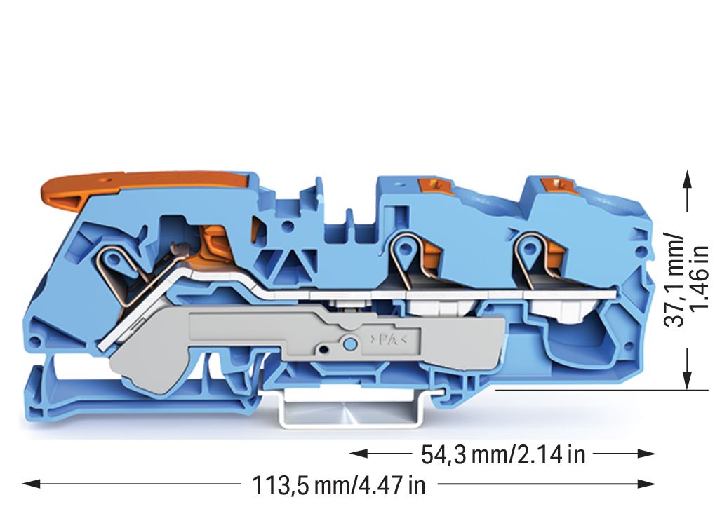 Reihenklemme 0,5-16qmm 1Etage 3kl bl 76A TS35 Hutschiene TH35