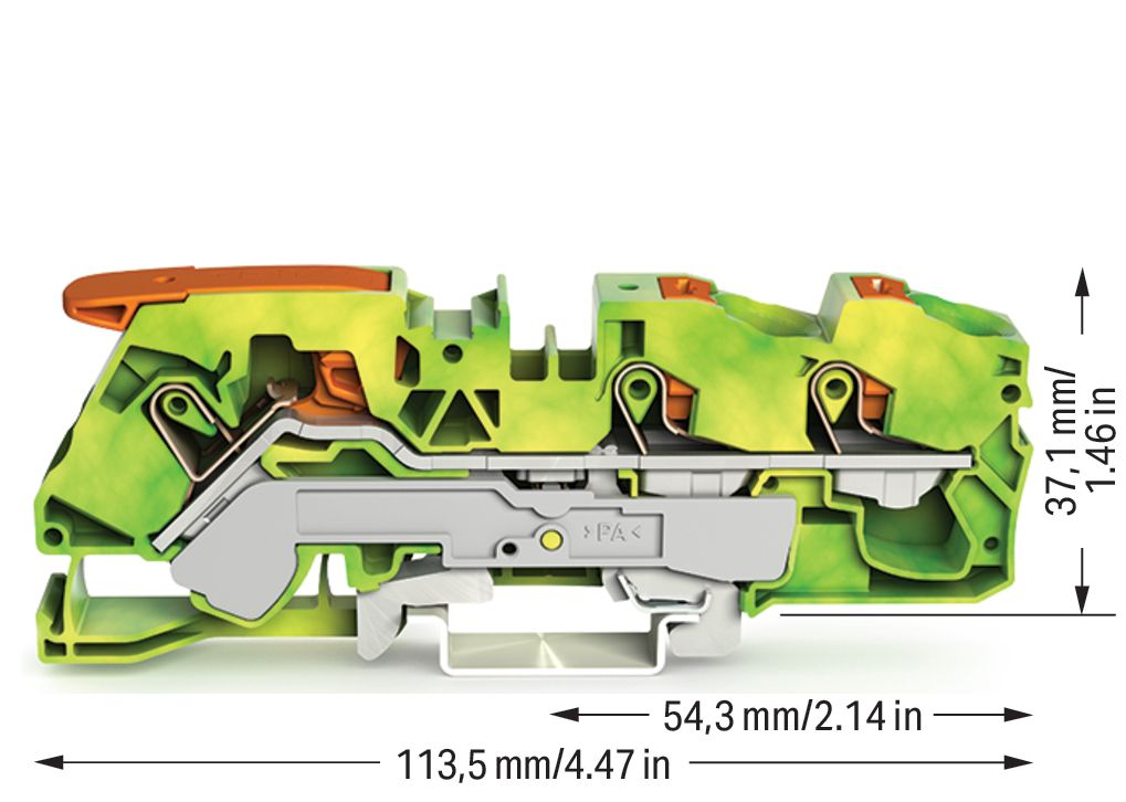 Schutzleiter-Reihenklemme 0,5-16qmm gn/ge 1Etage Hutschiene TH35