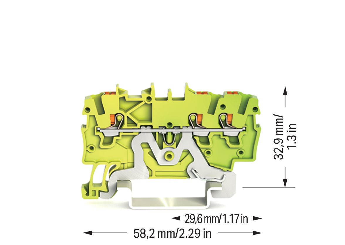 Schutzleiter-Reihenklemme 0,14-1,5qmm gn/ge 1Etage Hutschiene TH35
