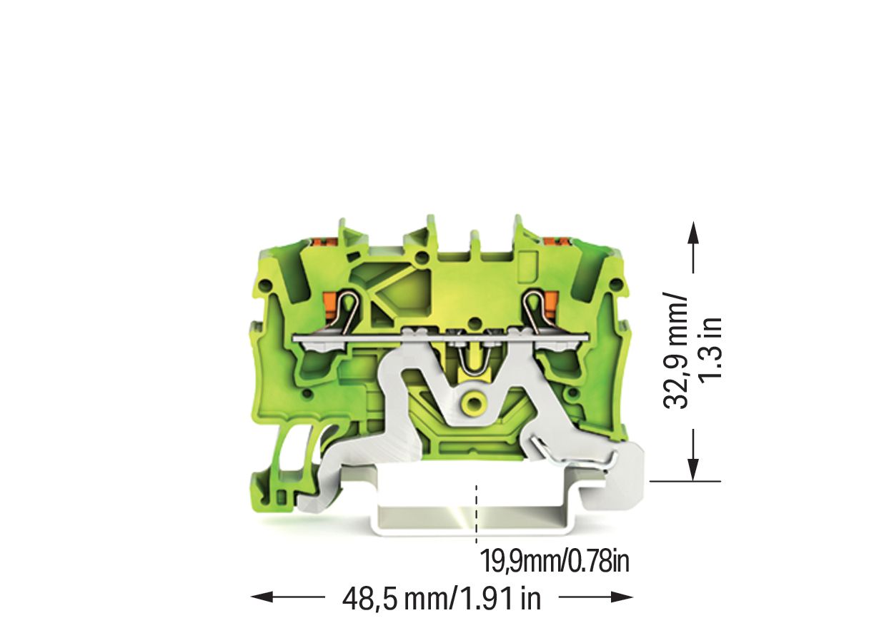 Schutzleiter-Reihenklemme 0,25-2,5qmm gn/ge 1Etage Hutschiene TH35