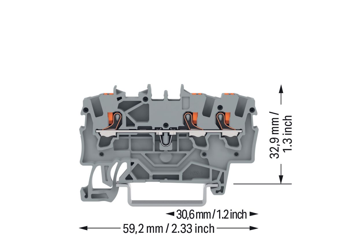 Reihenklemme 0,25-2,5qmm 1Etage 3kl gr 18A TS35 Hutschiene TH35
