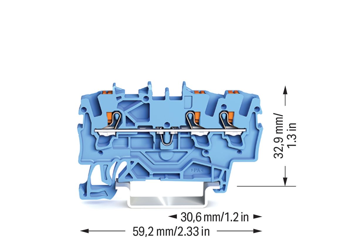 Reihenklemme 0,25-2,5qmm 1Etage 3kl bl 18A TS35 Hutschiene TH35