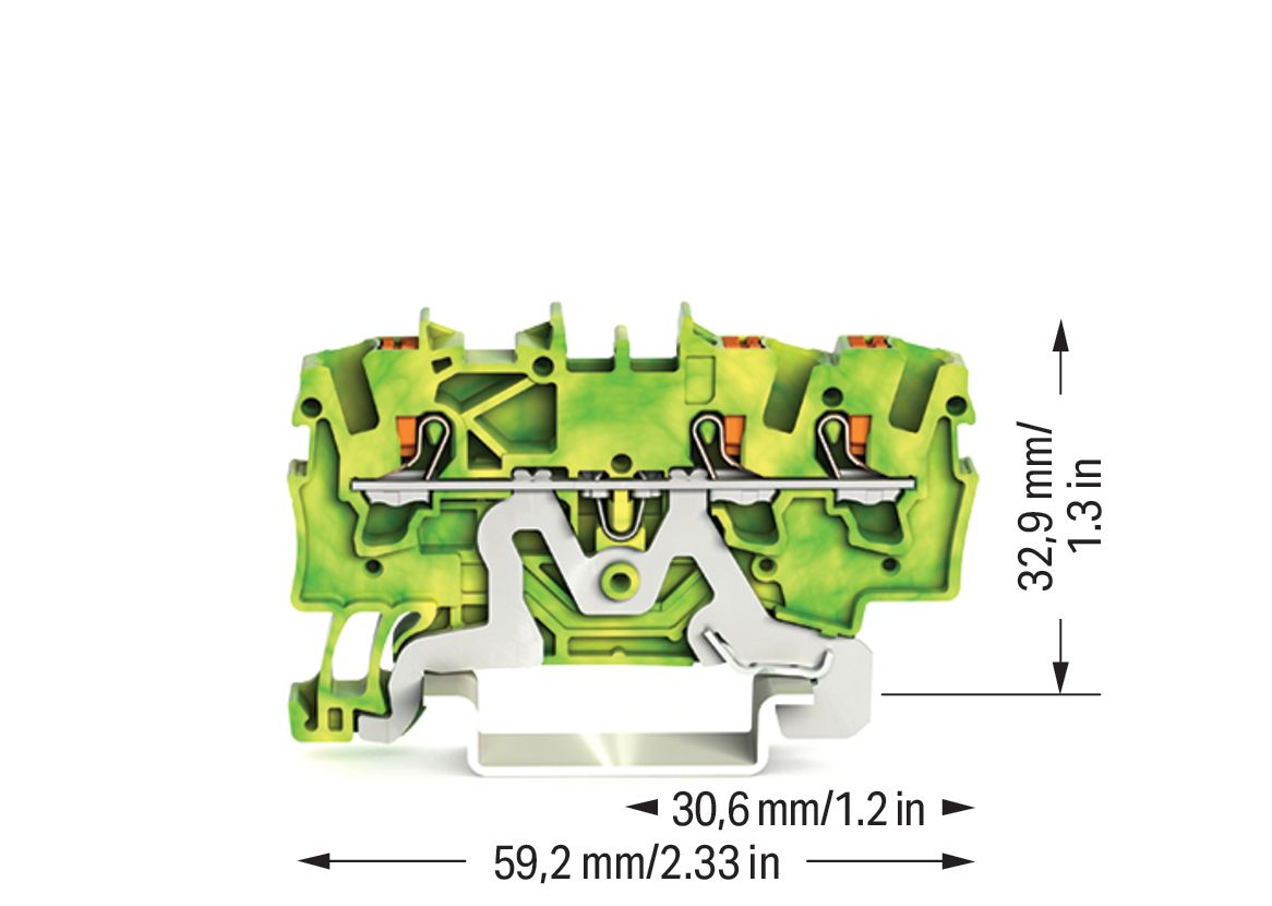 Schutzleiter-Reihenklemme 0,25-2,5qmm gn/ge 1Etage Hutschiene TH35
