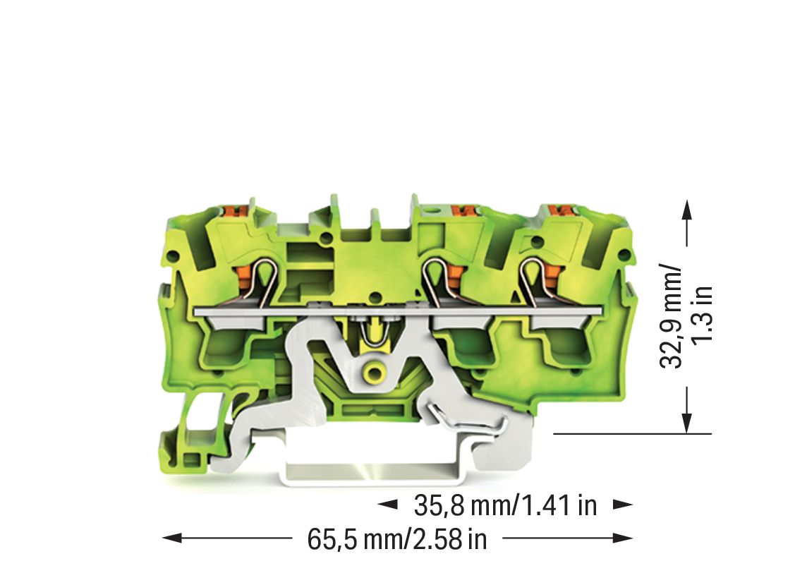 Schutzleiter-Reihenklemme 0,5-6qmm gn/ge 1Etage Hutschiene TH35