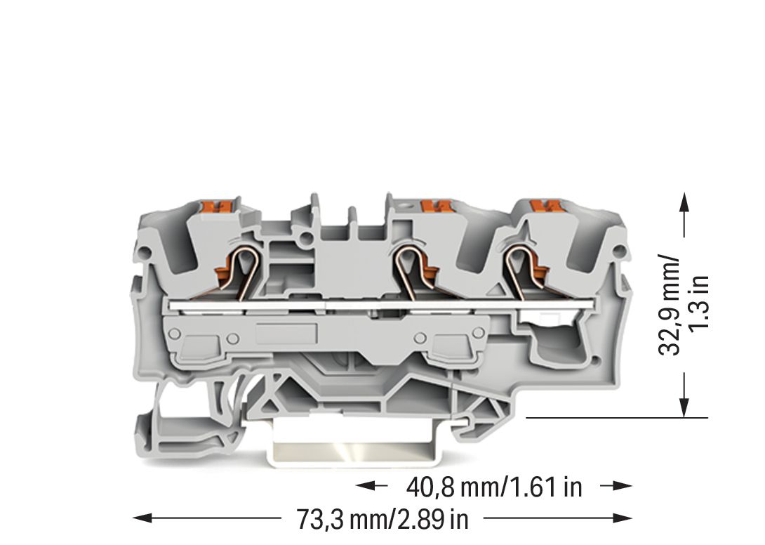 Reihenklemme 0,5-10qmm 1Etage 3kl gr 41A TS35 Hutschiene TH35