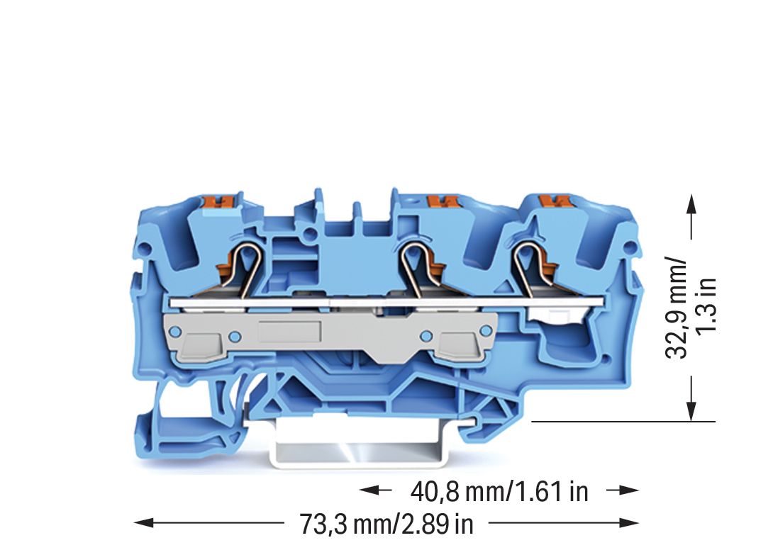 Reihenklemme 0,5-10qmm 1Etage 3kl bl 41A TS35 Hutschiene TH35