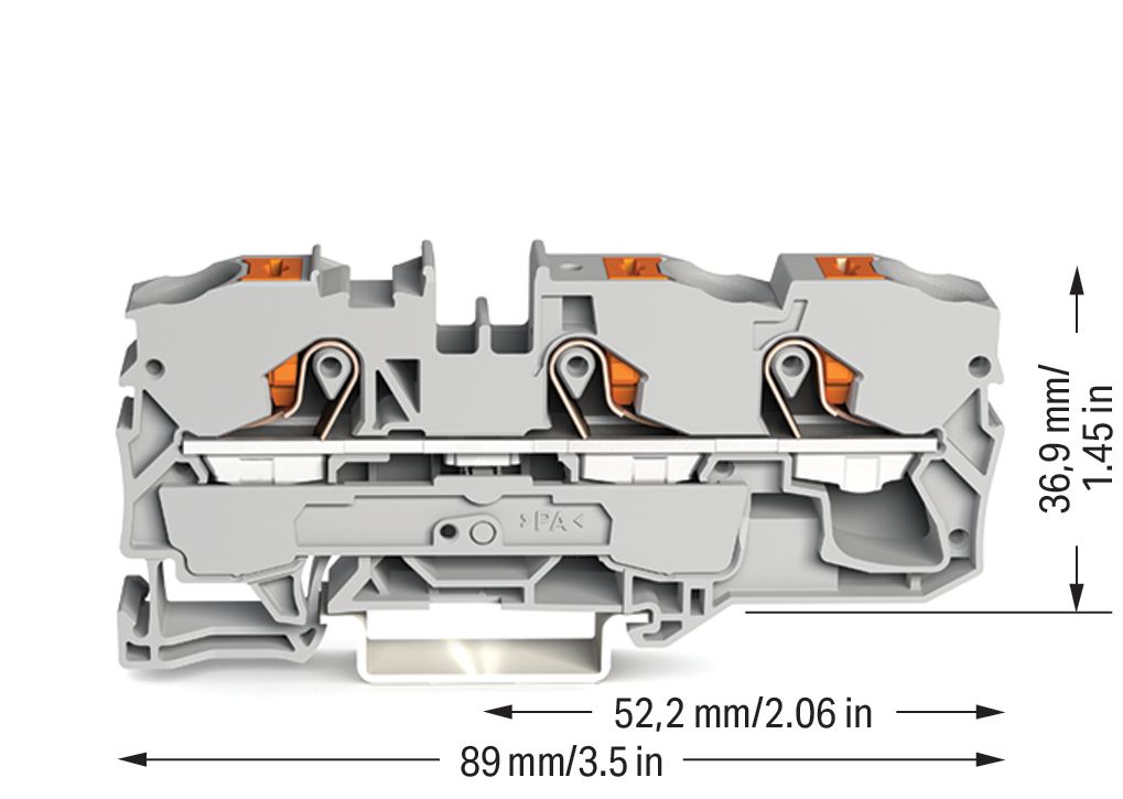 Reihenklemme 0,5-16qmm 1Etage 3kl gr 57A TS35 Hutschiene TH35