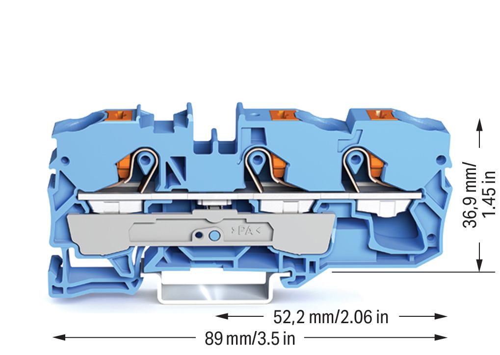 Reihenklemme 0,5-16qmm 1Etage 3kl bl 57A TS35 Hutschiene TH35