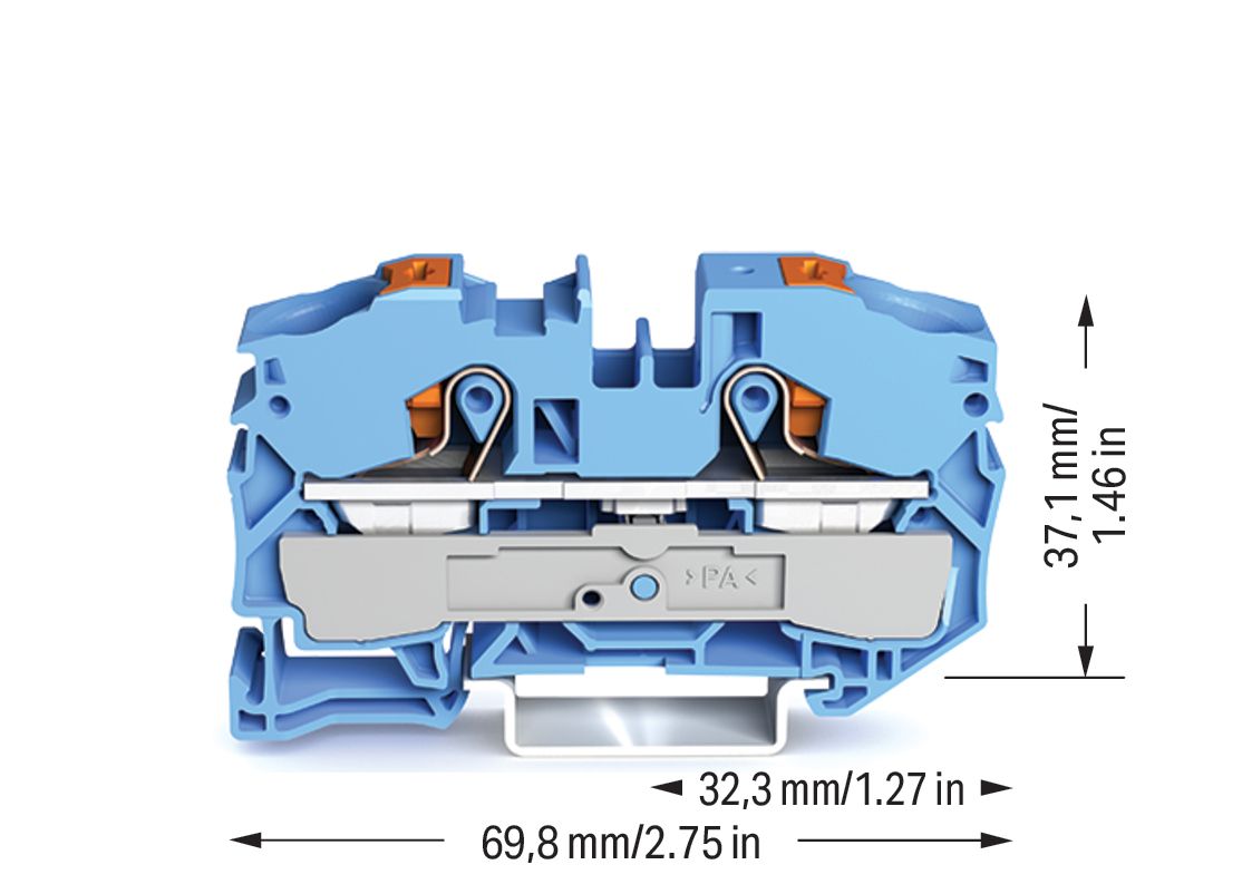 Reihenklemme 0,5-16qmm 1Etage 2kl bl 76A TS35 Hutschiene TH35