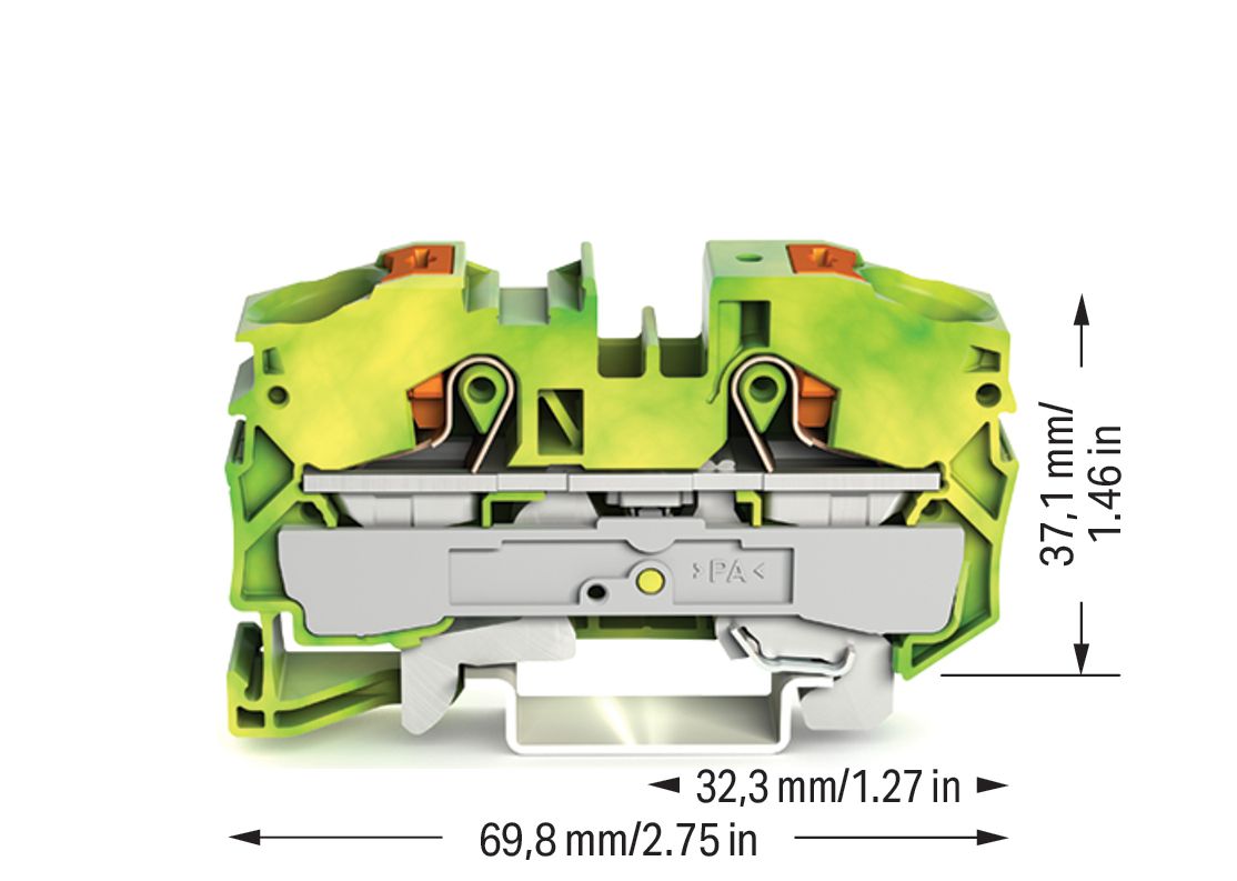 Schutzleiter-Reihenklemme 0,5-16qmm gn/ge 1Etage Hutschiene TH35