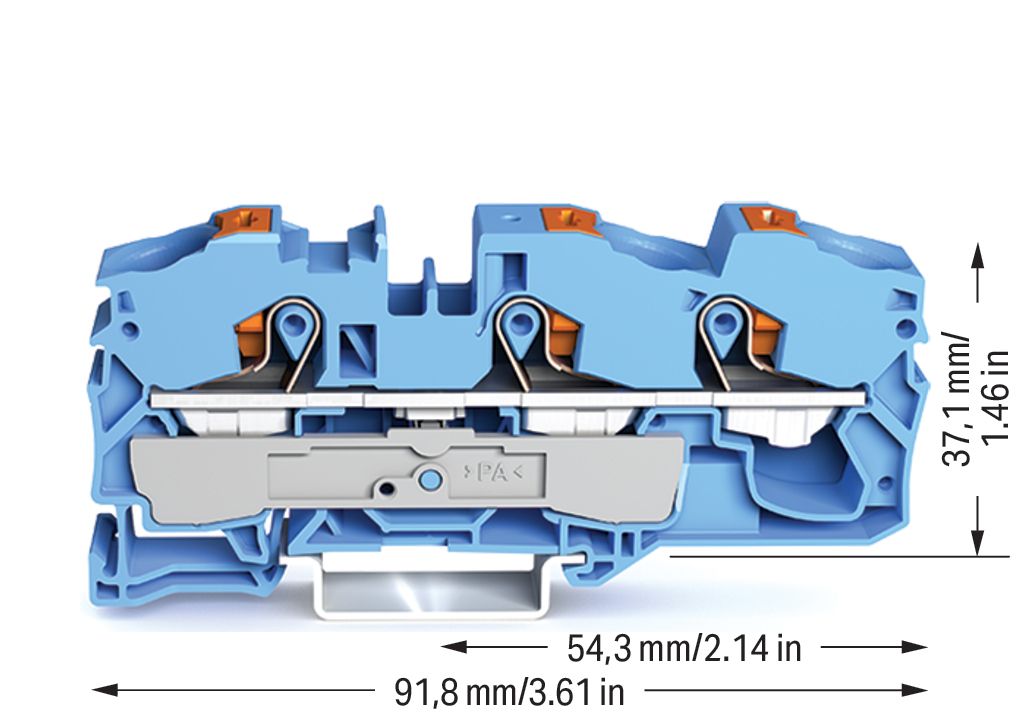 Reihenklemme 0,5-16qmm 1Etage 3kl bl 76A TS35 Hutschiene TH35