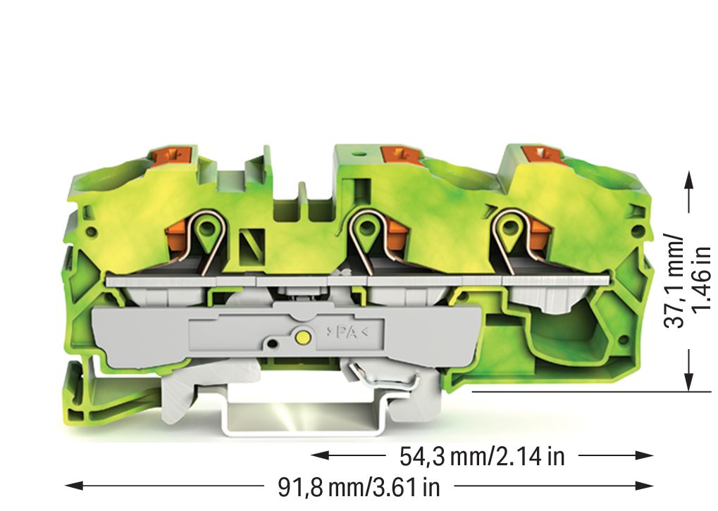 Schutzleiter-Reihenklemme 0,5-16qmm gn/ge 1Etage Hutschiene TH35