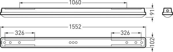 LED-Feuchtraumleuchte Oleveon 44W 4000K 6200lm gr Konv IP66 1552x102x91mm