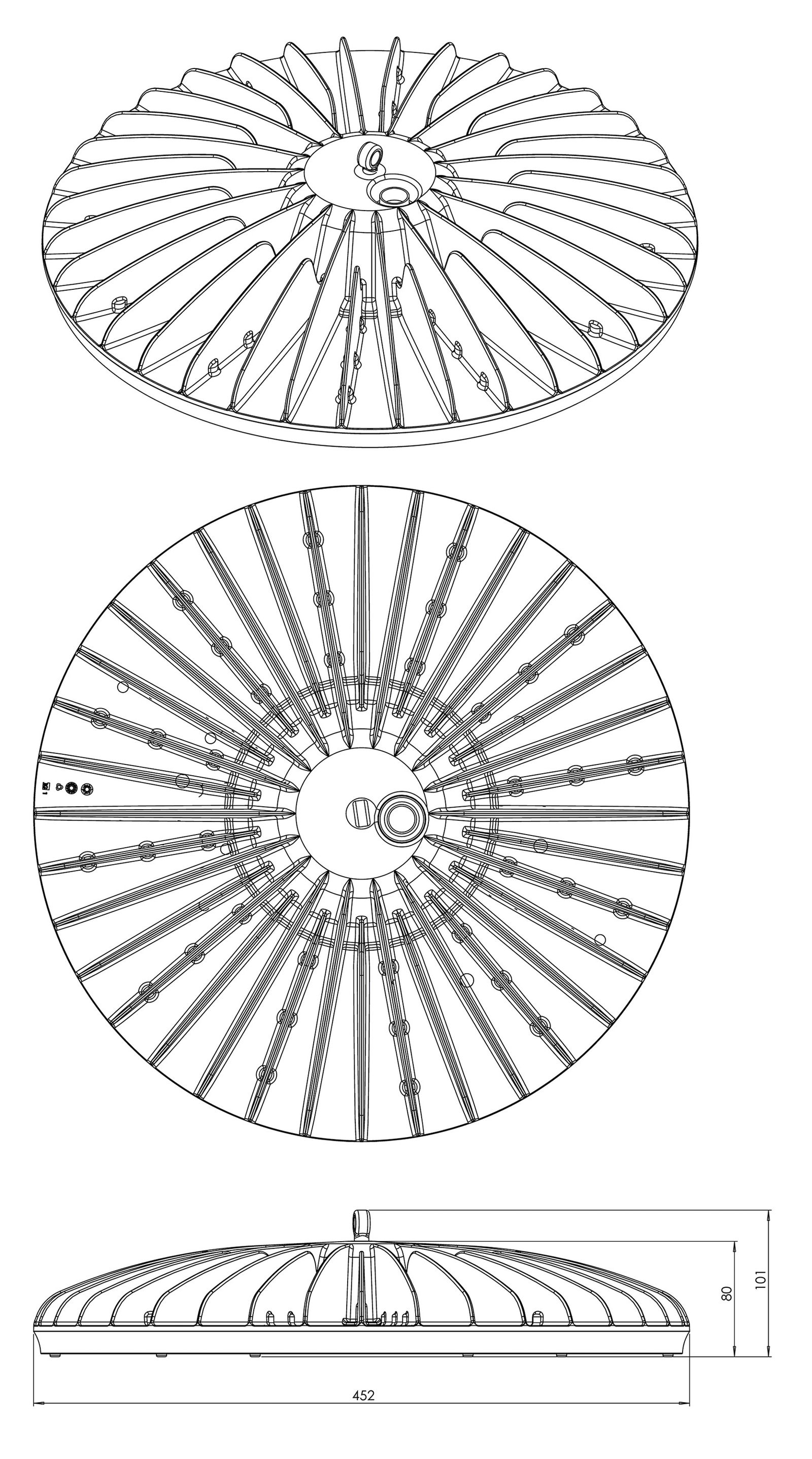 LED-Sporthallenleuchte SUN-HT60 190W sym 4000K 1LED 31900lm Konv Dimmung DALI