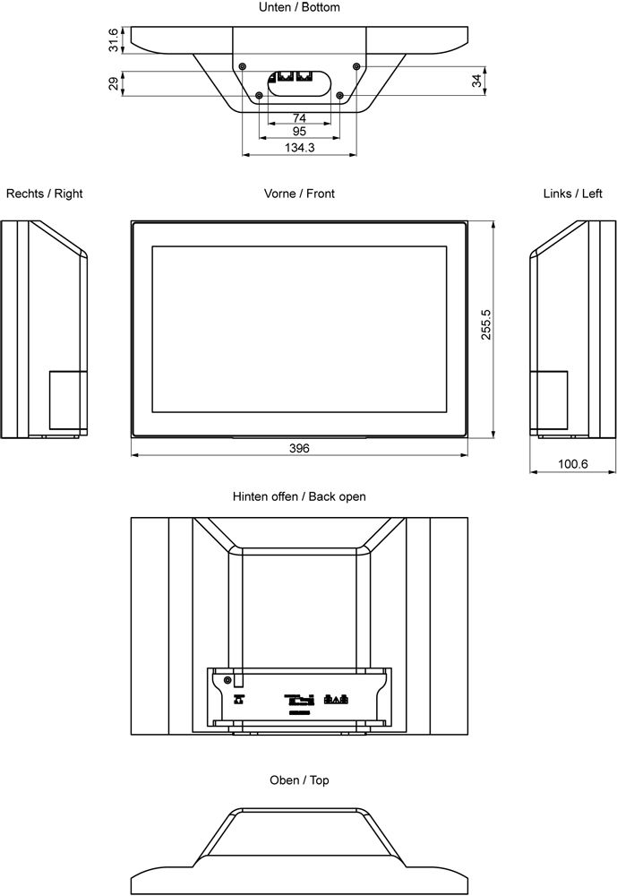 Panel-PC TFT DC 19,2-28,8V 2HW/IE 4HW/USB