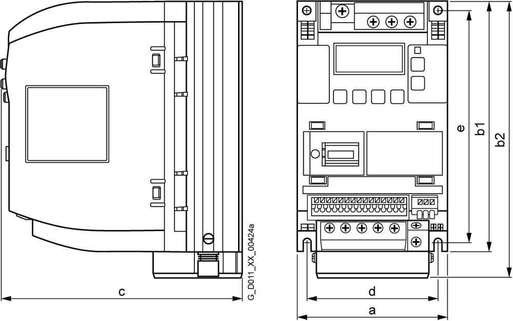 Frequenzumrichter lin=1,5 200-240V E1ph A3ph 550Hz 50/60Hz quad=1,5kW IP20 -5%F