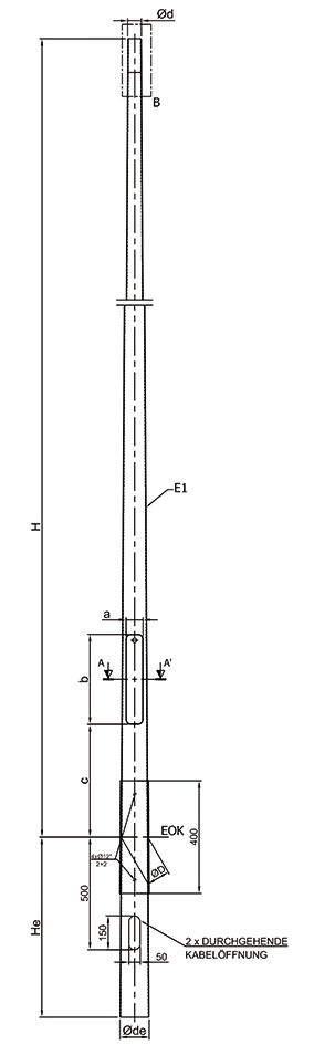 Lichtmast 4m Ø76mm ST vz