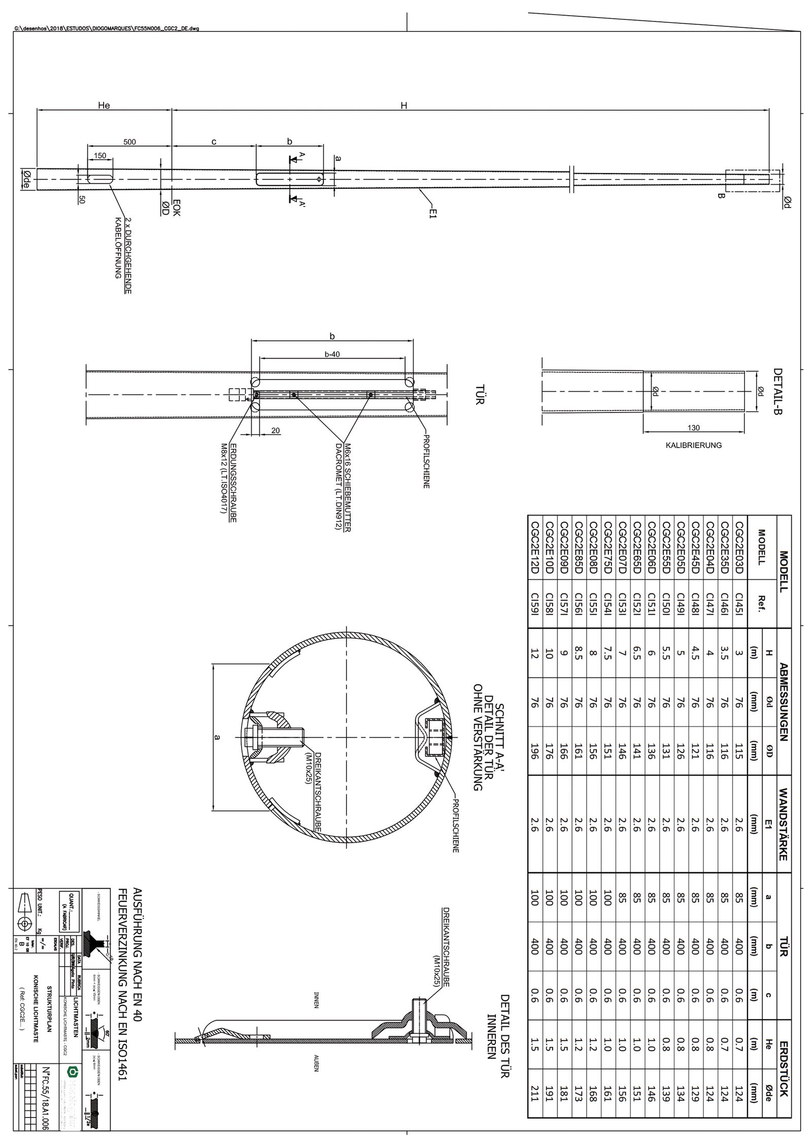 Lichtmast 8m Ø76mm ST vz