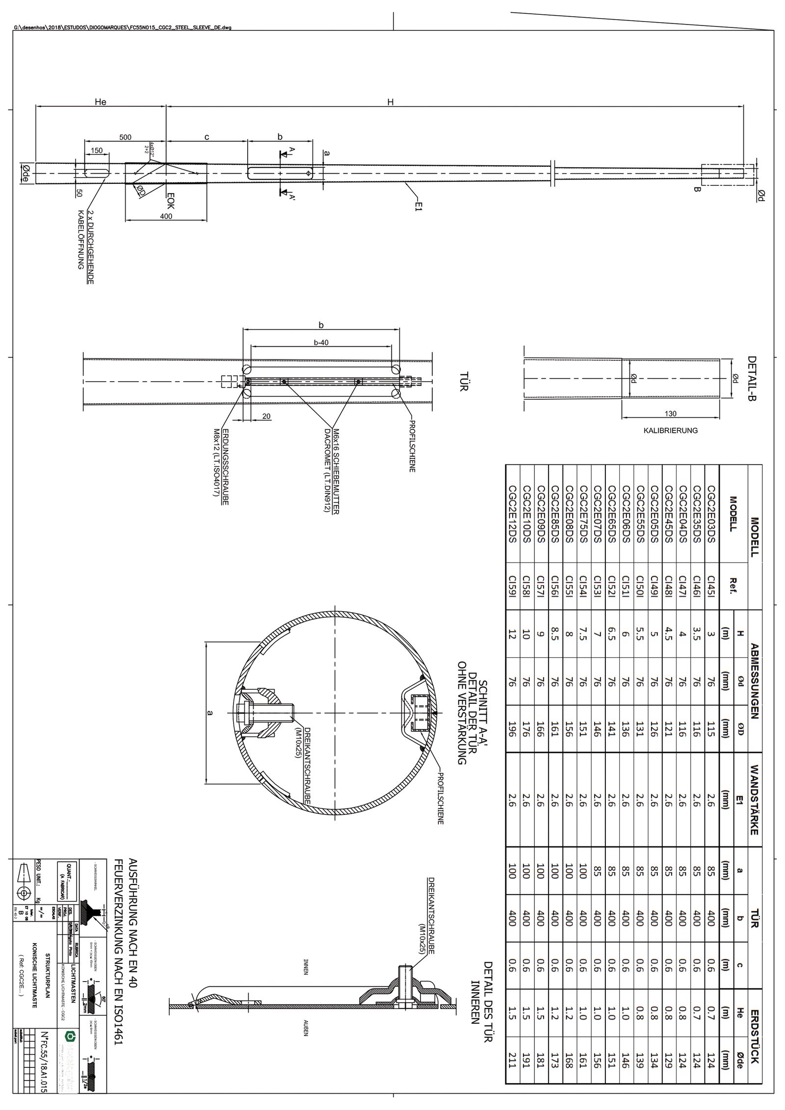 Lichtmast 8m Ø76mm ST vz