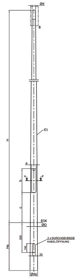 Lichtmast 4,5m Ø76mm ST vz