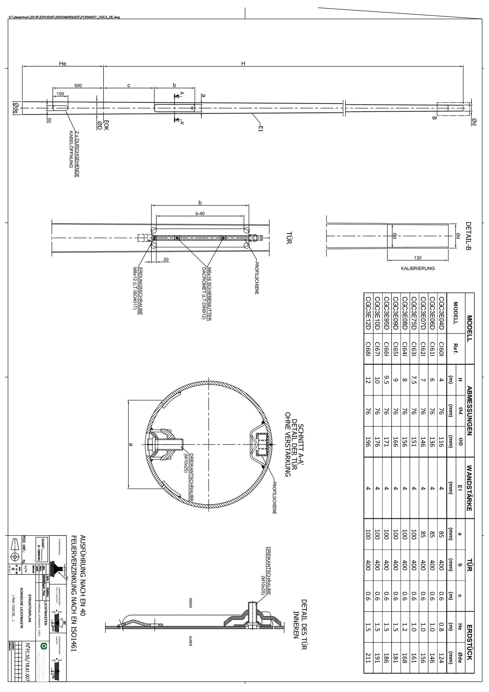 Lichtmast 9m Ø76mm ST vz