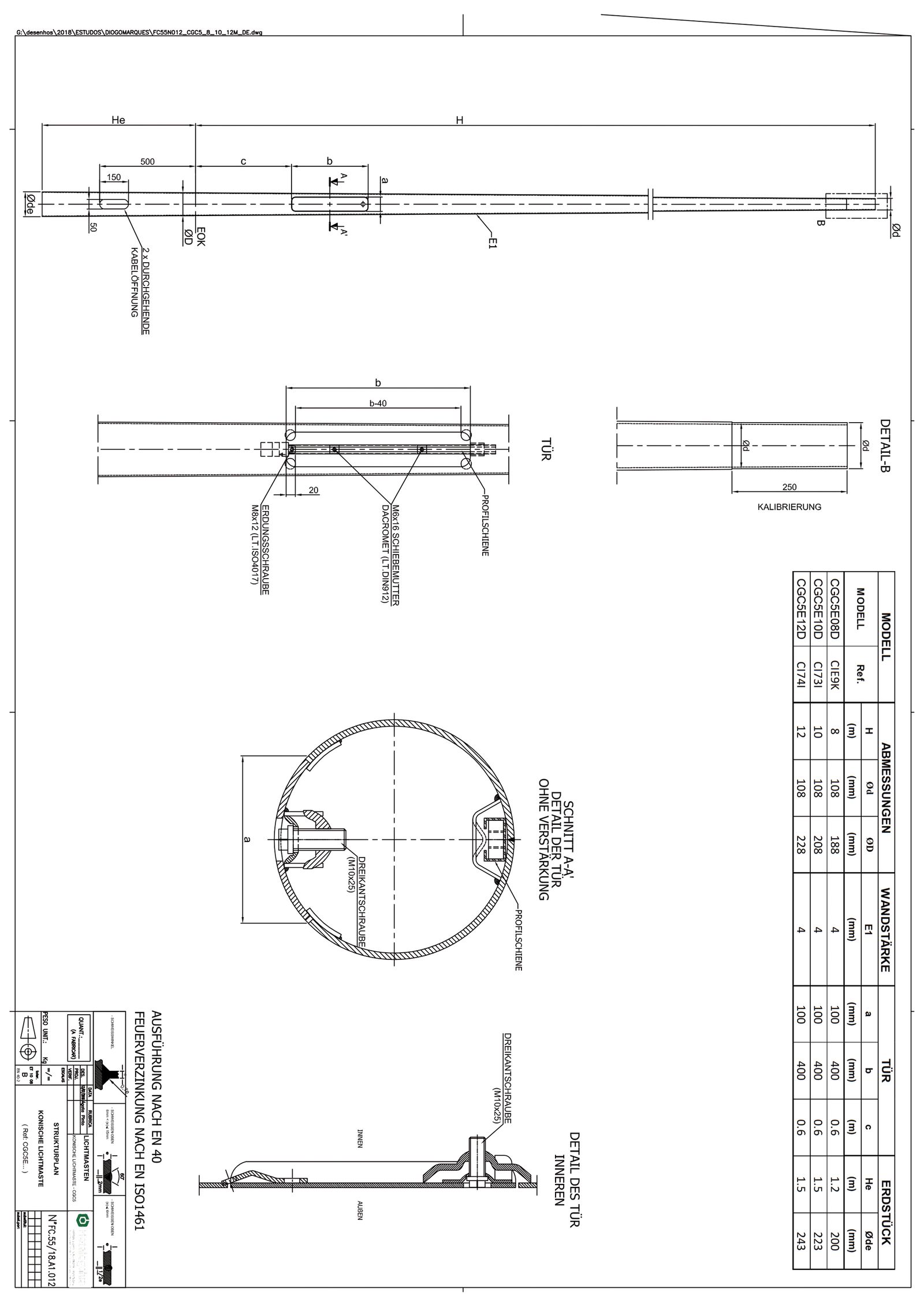 Lichtmast 12m Ø108mm ST vz