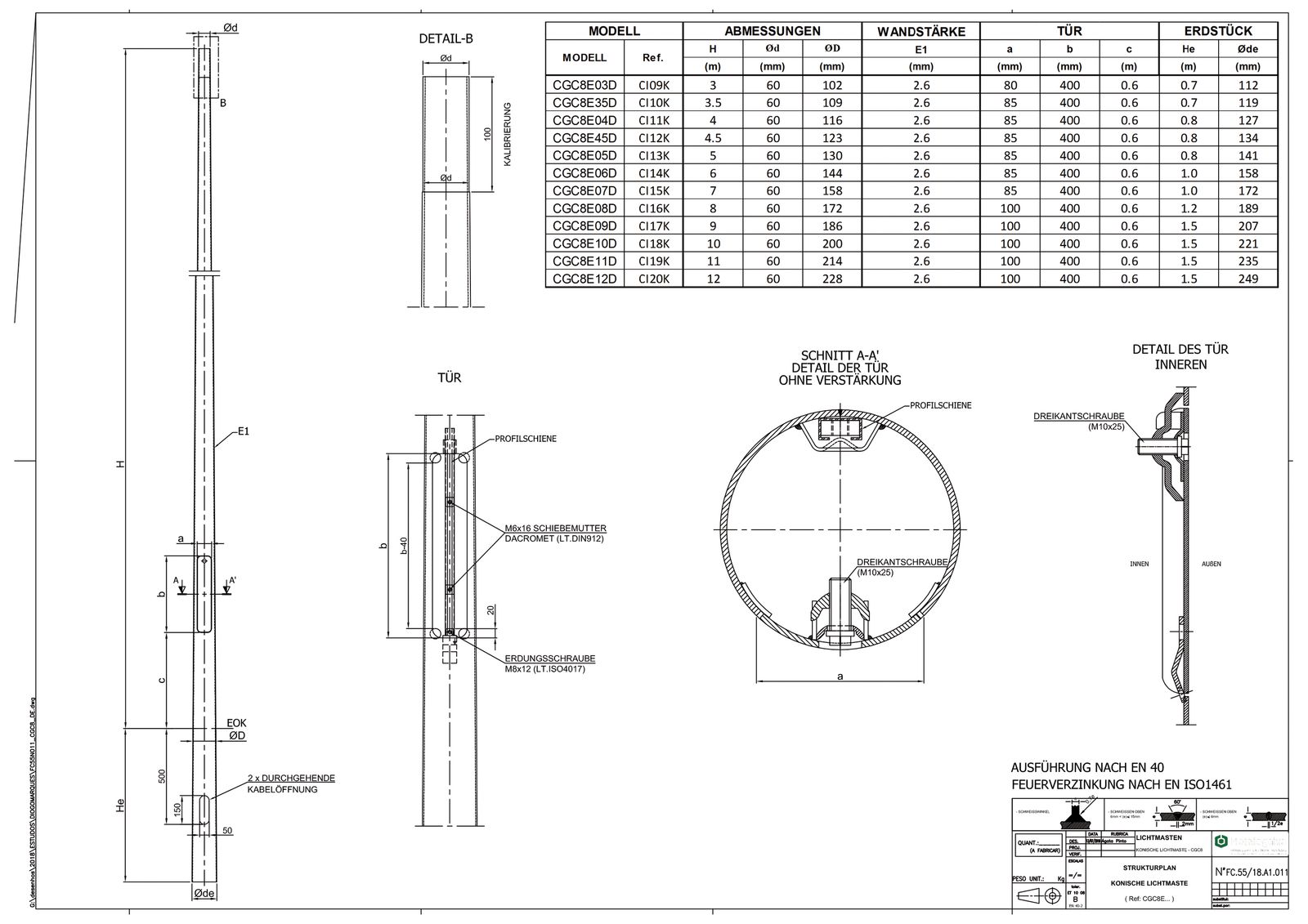 Lichtmast 4,5m Ø60mm ST vz