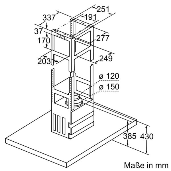 Inselesse 898mm edst A 54dB 440cbm/h LED Ø120-150mm 3st Abl/Uml T600mm