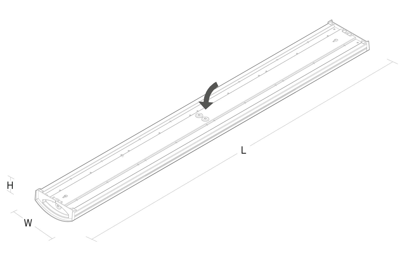 LED-Wannenleuchte WAVE 42W 3000K 4997lm ws Konv Dimmung Phasenabschnitt IP44