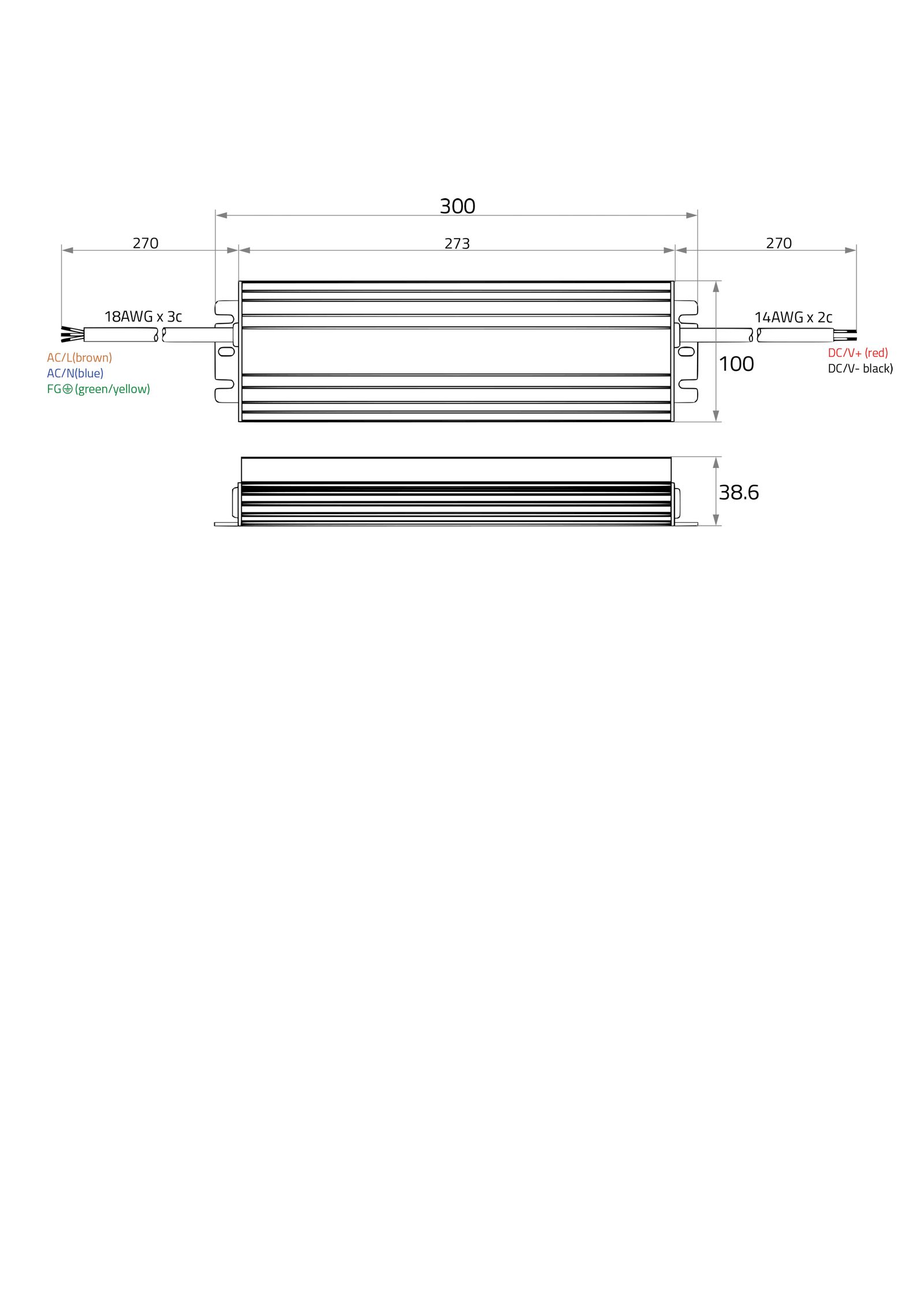 LED-Trafo 400W 16670mA 24V IP67 stat Metallgeh 300x100x38,6mm