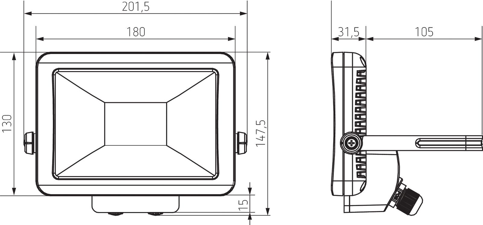 LED-Anbaustrahler 20W theLeda 5000K Konv 1400lm 1LED Alu IP65 sw mt RF:matt