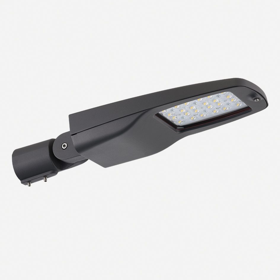 LED-Straßenleuchte 50W TURO Aufs/Ans sw 76mm 4000K 5850lm elektr.Trafo Alu Gl_tr