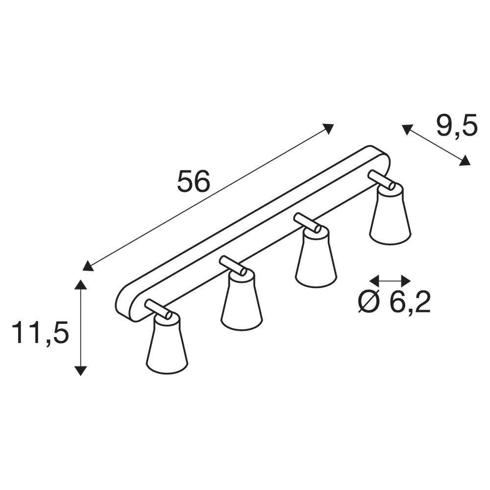 Anbauleuchte 4x50W HV ws IP20 GU10 115x560x95mm