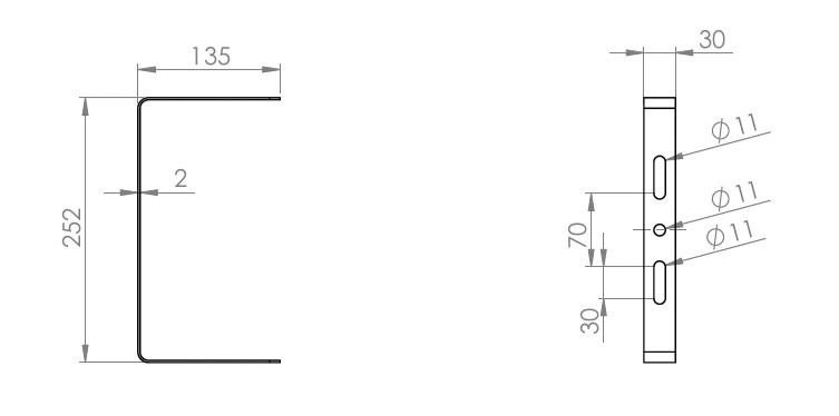 Befestigungsset ws COMO ST L252mm B30mm