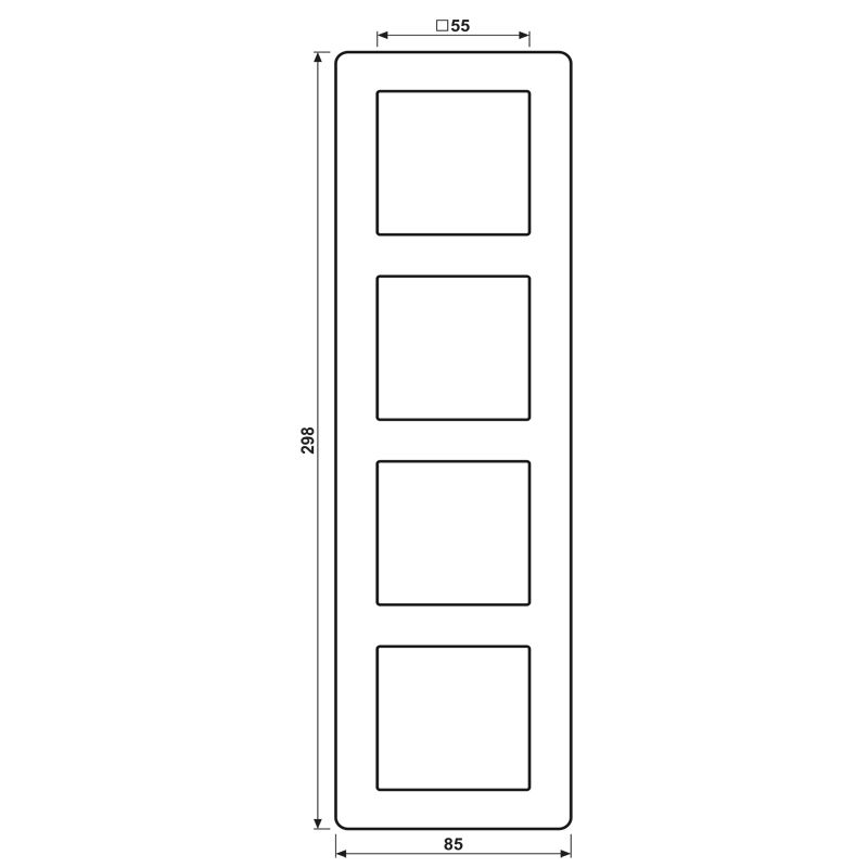 Einbaurahmen 4f alu glz A / A FLOW Kst f.GEB-K Unterputzmontage Thermopl