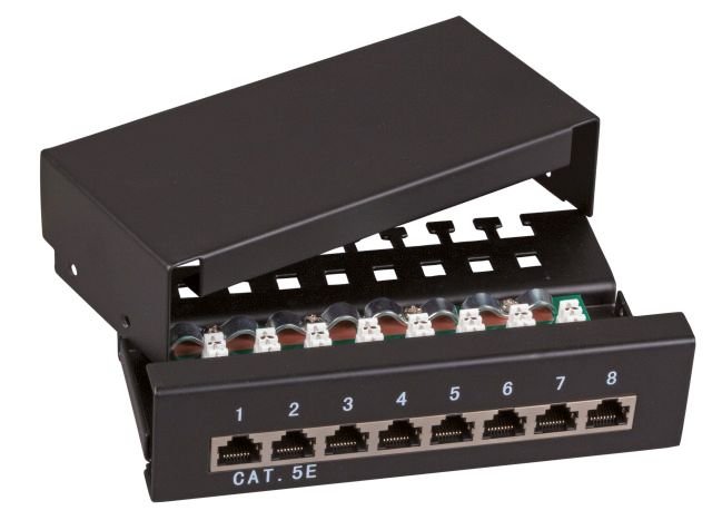 Patchpanel 12Ports Cat6 Wandmont Schirm RAL7035