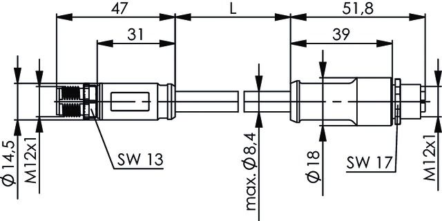 Patchkabel Cat6A S/FTP IP67 2m bl M12 M12 gekreuzt 24qmm