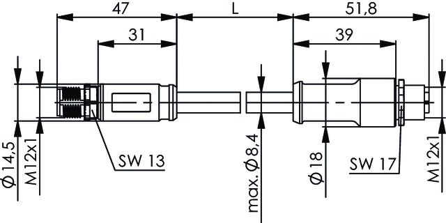Patchkabel Cat6A S/FTP IP67 7,5m bl M12 gekreuzt 24qmm