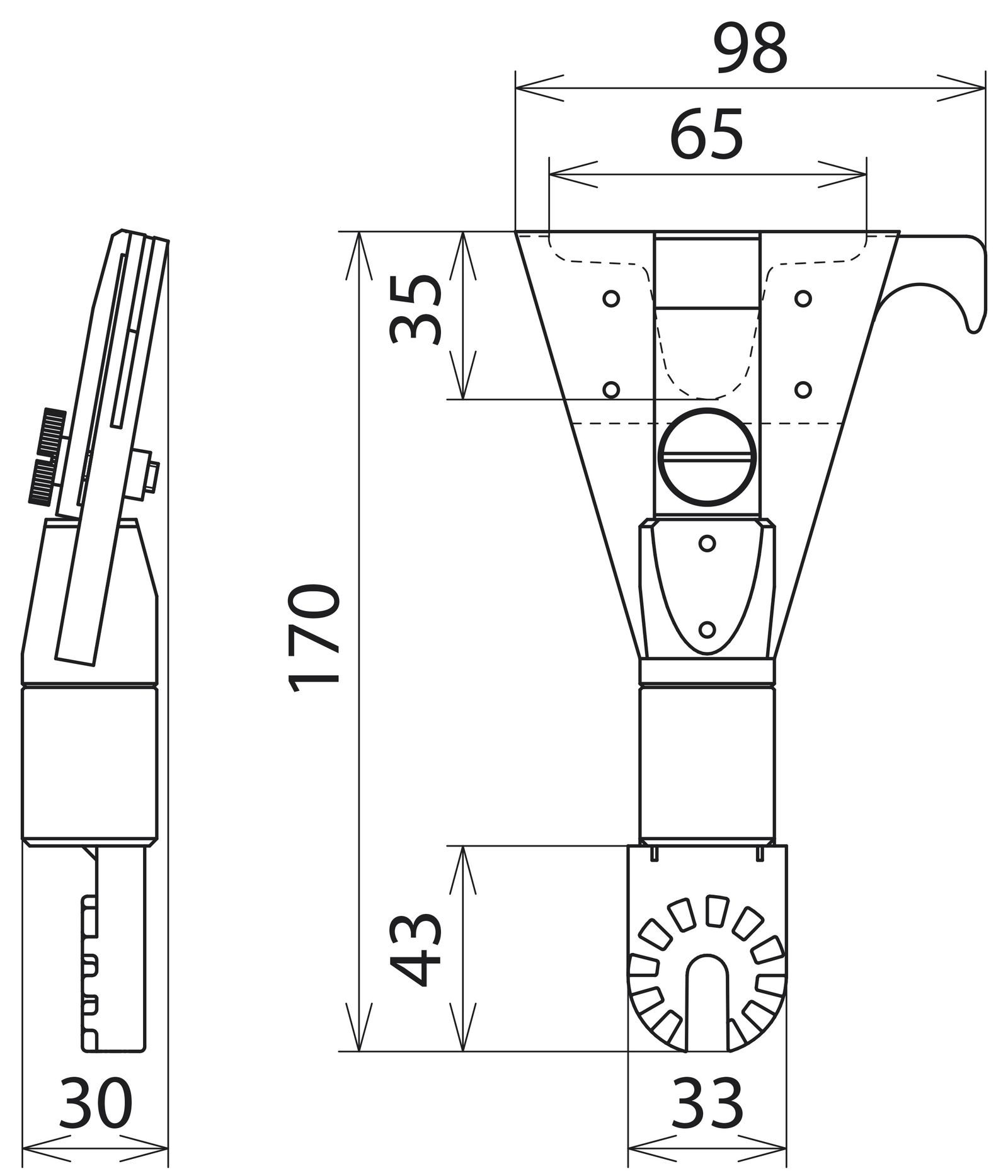 Adapter m. Zahnkupplung f Kst 170mm