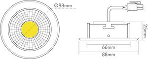 LED-Einbaustrahler 8W 3000K 900lm Konv ws mt 1LED Alu IP40 RF:hochglänzend