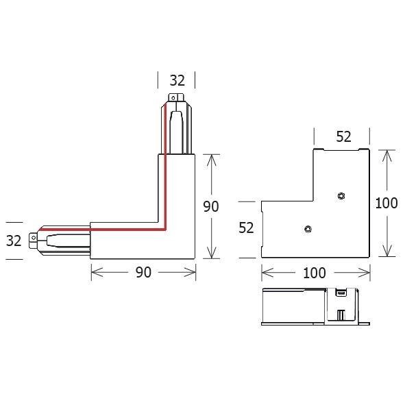 Kupplung/Verbinder L Stromschienen sw