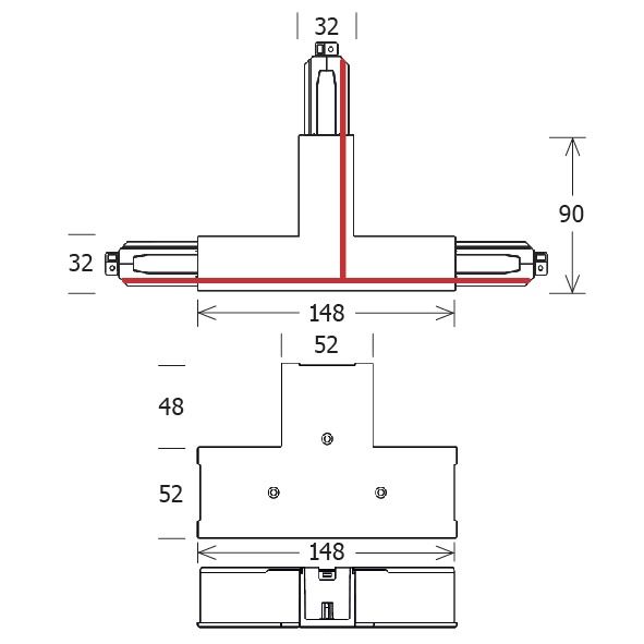Kupplung/Verbinder T rechts sw