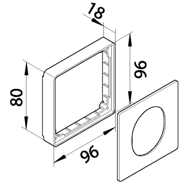 Geräteblende GEB-K 1f 80mm Kst ver-ws hfr CEE_Dose