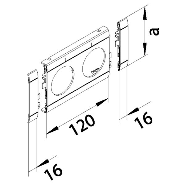 Geräteblende GEB-K 2f 80mm Kst ver-ws hfr Kanalsteckd_2f