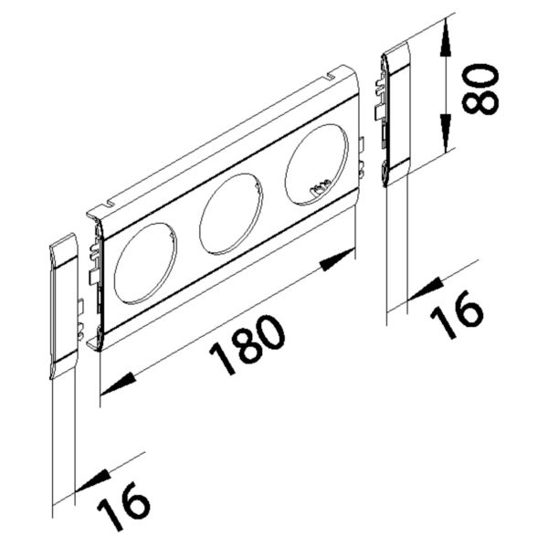 Geräteblende GEB-K 3f 80mm Kst ver-ws hfr Kanalsteckd_3f