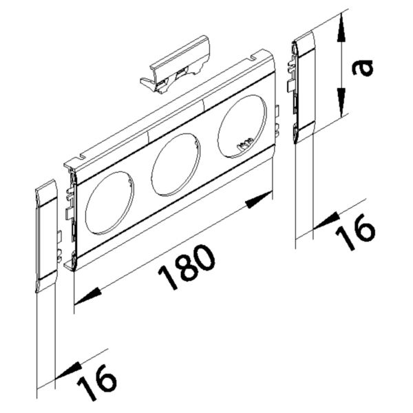 Geräteblende GEB-K 3f 80mm Kst ver-ws hfr Kanalsteckd_3f Mit Beschriftungsfeld